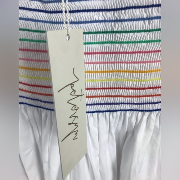 Petersyn Carrington NWT White Ruched Strapless multicolor stripe dress - Picture 4 of 6